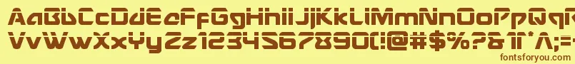 フォントUsangellaser – 茶色の文字が黄色の背景にあります。