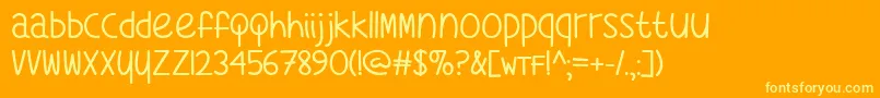 Fonte WhatsMyAgeAgainTtf – fontes amarelas em um fundo laranja