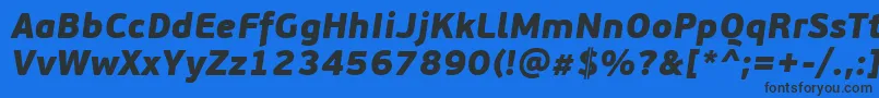 Fonte PfbeausansproBlackitalic – fontes pretas em um fundo azul