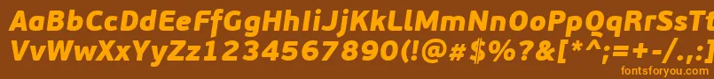 Weitere Informationen zur PfbeausansproBlackitalic-Schriftart PfbeausansproBlackitalic-Schriftart – Orangefarbene Schriften auf braunem Hintergrund