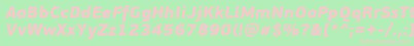 Fonte PfbeausansproBlackitalic – fontes rosa em um fundo verde