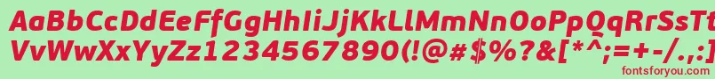 Fonte PfbeausansproBlackitalic – fontes vermelhas em um fundo verde