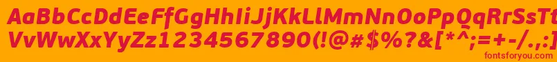 PfbeausansproBlackitalic-fontti – punaiset fontit oranssilla taustalla
