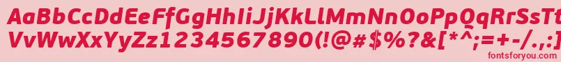 Fonte PfbeausansproBlackitalic – fontes vermelhas em um fundo rosa