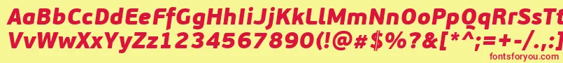 PfbeausansproBlackitalic Font – Red Fonts on Yellow Background