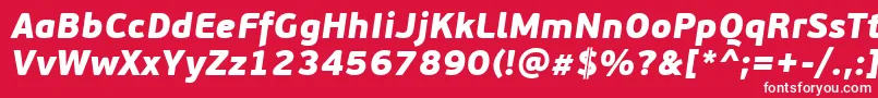 Czcionka PfbeausansproBlackitalic – białe czcionki na czerwonym tle