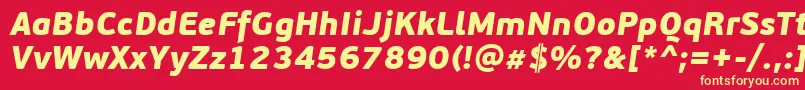 Fonte PfbeausansproBlackitalic – fontes amarelas em um fundo vermelho