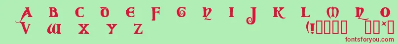 Cod-Schriftart – Rote Schriften auf grünem Hintergrund