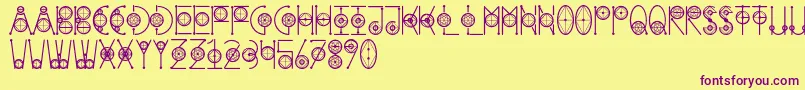 RoundGeometric Font – Purple Fonts on Yellow Background