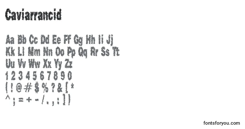 Czcionka Caviarrancid – alfabet, cyfry, specjalne znaki