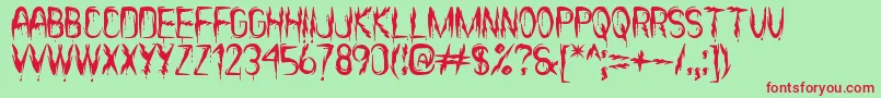 フォントItВґsScaryNowSt – 赤い文字の緑の背景