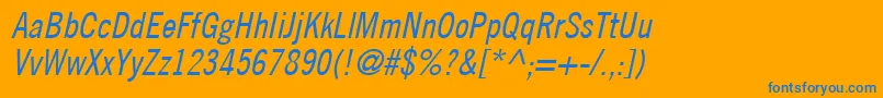 TradeGothicLtCondensedNo.18Oblique Font – Blue Fonts on Orange Background