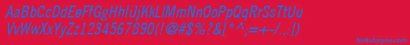 TradeGothicLtCondensedNo.18Oblique Font – Blue Fonts on Red Background