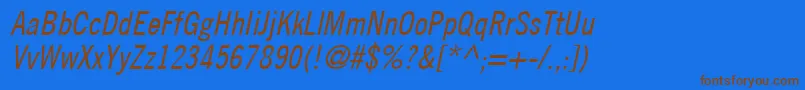 TradeGothicLtCondensedNo.18Oblique Font – Brown Fonts on Blue Background