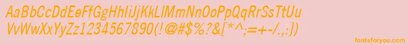 TradeGothicLtCondensedNo.18Oblique Font – Orange Fonts on Pink Background