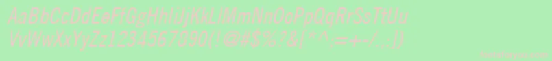 TradeGothicLtCondensedNo.18Oblique Font – Pink Fonts on Green Background