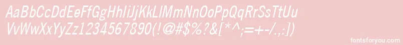 フォントTradeGothicLtCondensedNo.18Oblique – ピンクの背景に白い文字