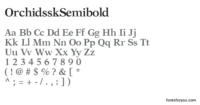 A fonte OrchidsskSemibold – alfabeto, números, caracteres especiais
