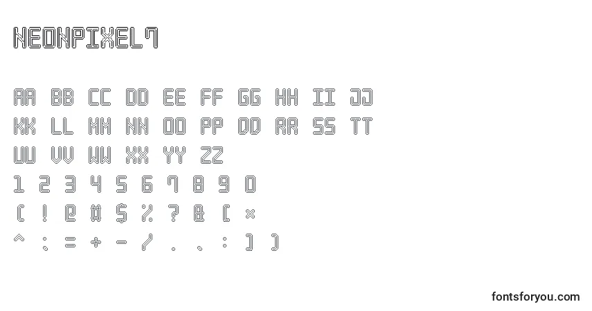 Fuente NeonPixel7 - alfabeto, números, caracteres especiales