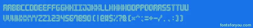 NeonPixel7-Schriftart – Grüne Schriften auf blauem Hintergrund