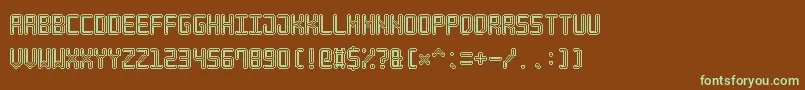 フォントNeonPixel7 – 緑色の文字が茶色の背景にあります。