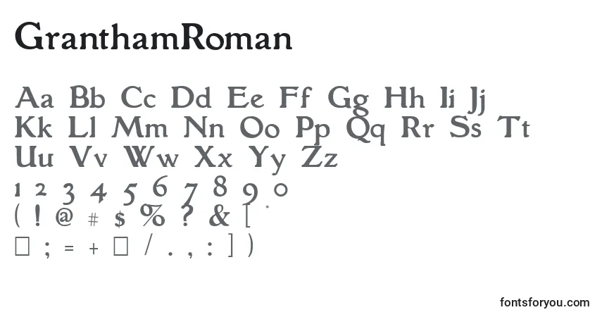 Schriftart GranthamRoman – Alphabet, Zahlen, spezielle Symbole