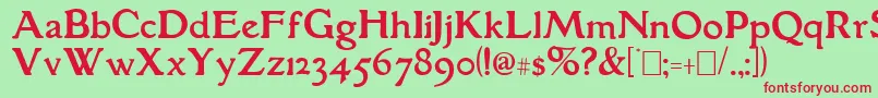 フォントGranthamRoman – 赤い文字の緑の背景