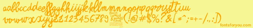 Шрифт ZerocalcareScript – оранжевые шрифты на жёлтом фоне