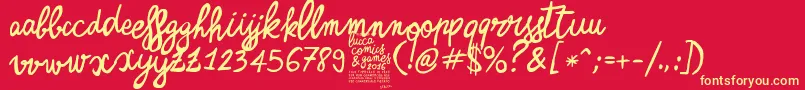 ZerocalcareScript Font – Yellow Fonts on Red Background