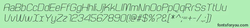 フォントArcleItalic – 緑の背景に黒い文字
