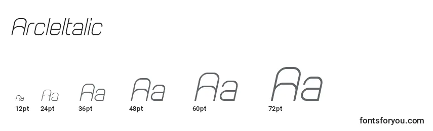 ArcleItalic Font Sizes