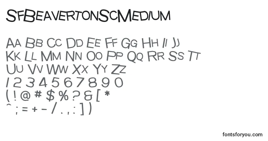 Czcionka SfBeavertonScMedium – alfabet, cyfry, specjalne znaki