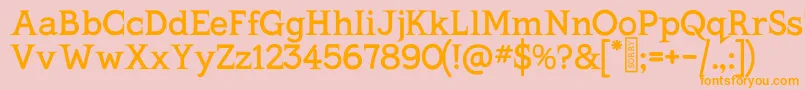 フォントKingthingsSerifique – オレンジの文字がピンクの背景にあります。