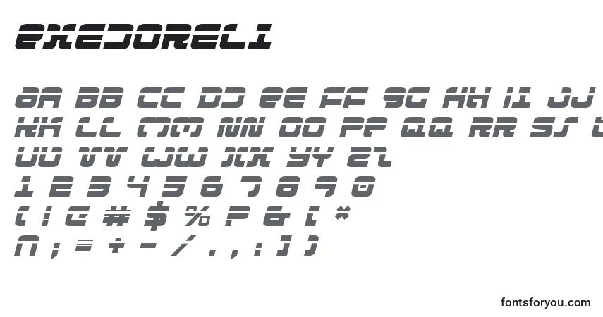 Schriftart Exedoreli – Alphabet, Zahlen, spezielle Symbole