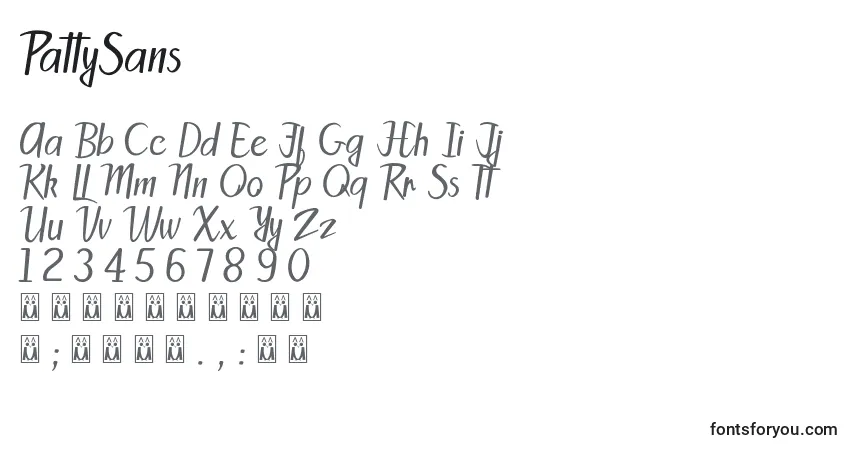 Schriftart PattySans (30782) – Alphabet, Zahlen, spezielle Symbole
