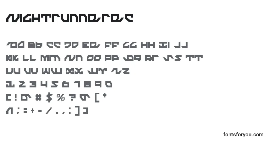 Schriftart Nightrunnerec – Alphabet, Zahlen, spezielle Symbole