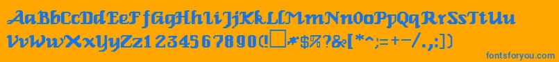 Weitere Informationen zur GenoaRegular-Schriftart GenoaRegular-Schriftart – Blaue Schriften auf orangefarbenem Hintergrund
