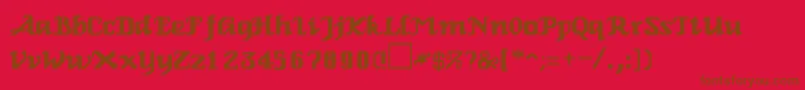 GenoaRegular-Schriftart – Braune Schriften auf rotem Hintergrund