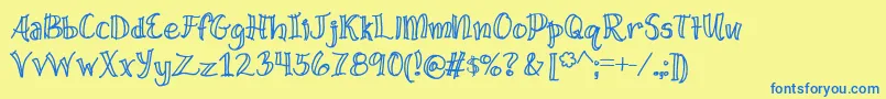 WideOpenSpaces-Schriftart – Blaue Schriften auf gelbem Hintergrund