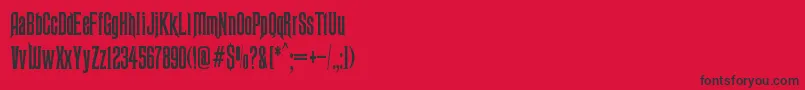 Ravenscroft-Schriftart – Schwarze Schriften auf rotem Hintergrund