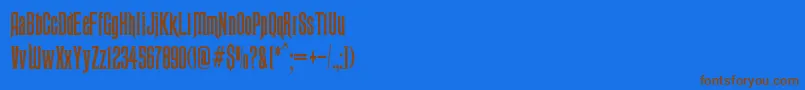 Ravenscroft-Schriftart – Braune Schriften auf blauem Hintergrund