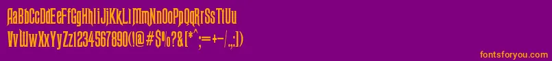 Ravenscroft-fontti – oranssit fontit violetilla taustalla