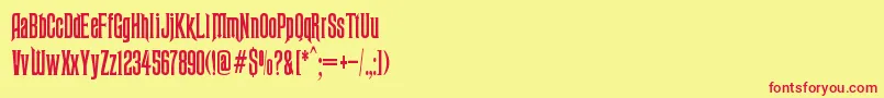 Fonte Ravenscroft – fontes vermelhas em um fundo amarelo