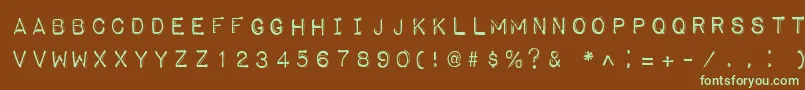 フォントImpactLabelReversed – 緑色の文字が茶色の背景にあります。