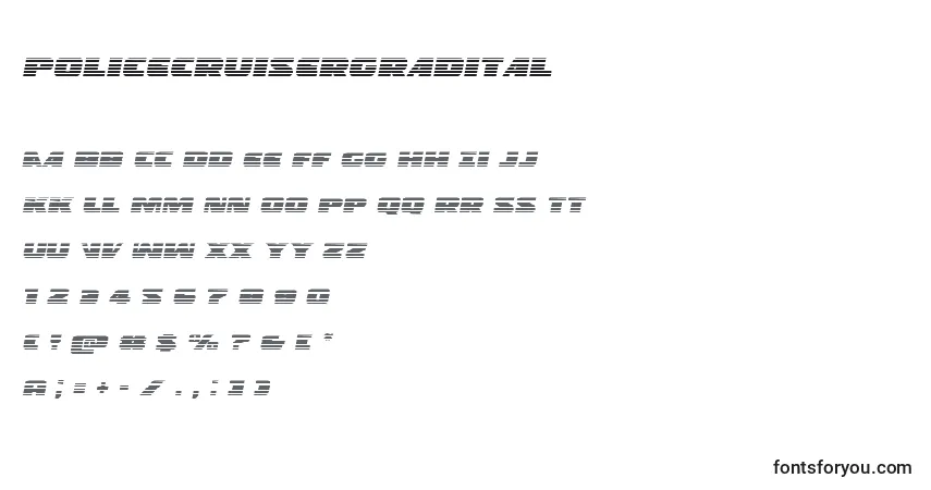 Schriftart Policecruisergradital – Alphabet, Zahlen, spezielle Symbole