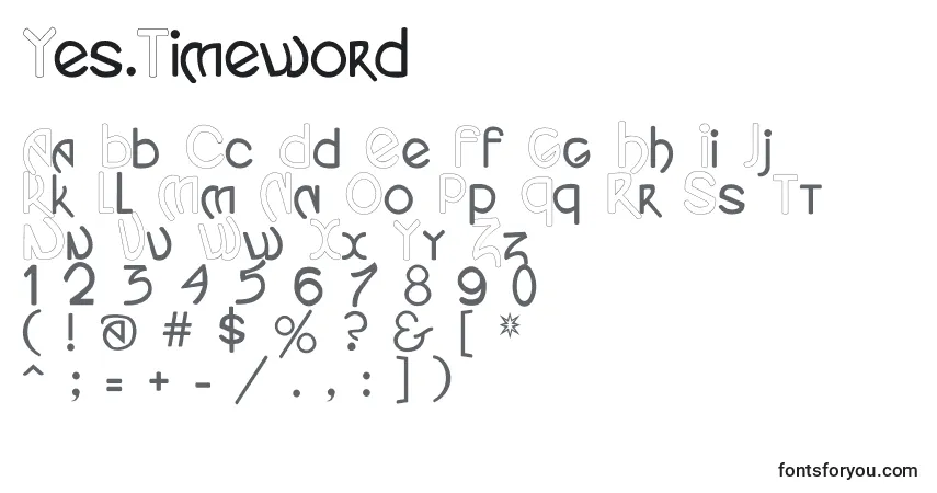 Шрифт Yes.Timeword – алфавит, цифры, специальные символы