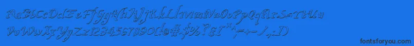 Шрифт ValleyForgeOutlineItalic – чёрные шрифты на синем фоне