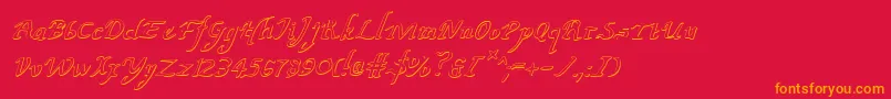 ValleyForgeOutlineItalic-fontti – oranssit fontit punaisella taustalla
