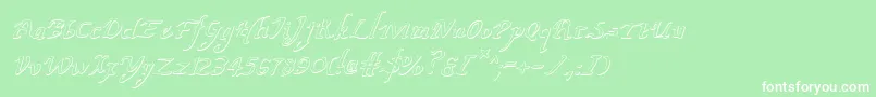 Fonte ValleyForgeOutlineItalic – fontes brancas em um fundo verde
