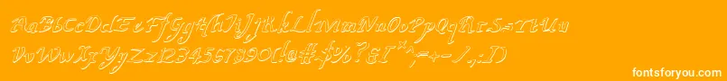 ValleyForgeOutlineItalic-Schriftart – Weiße Schriften auf orangefarbenem Hintergrund